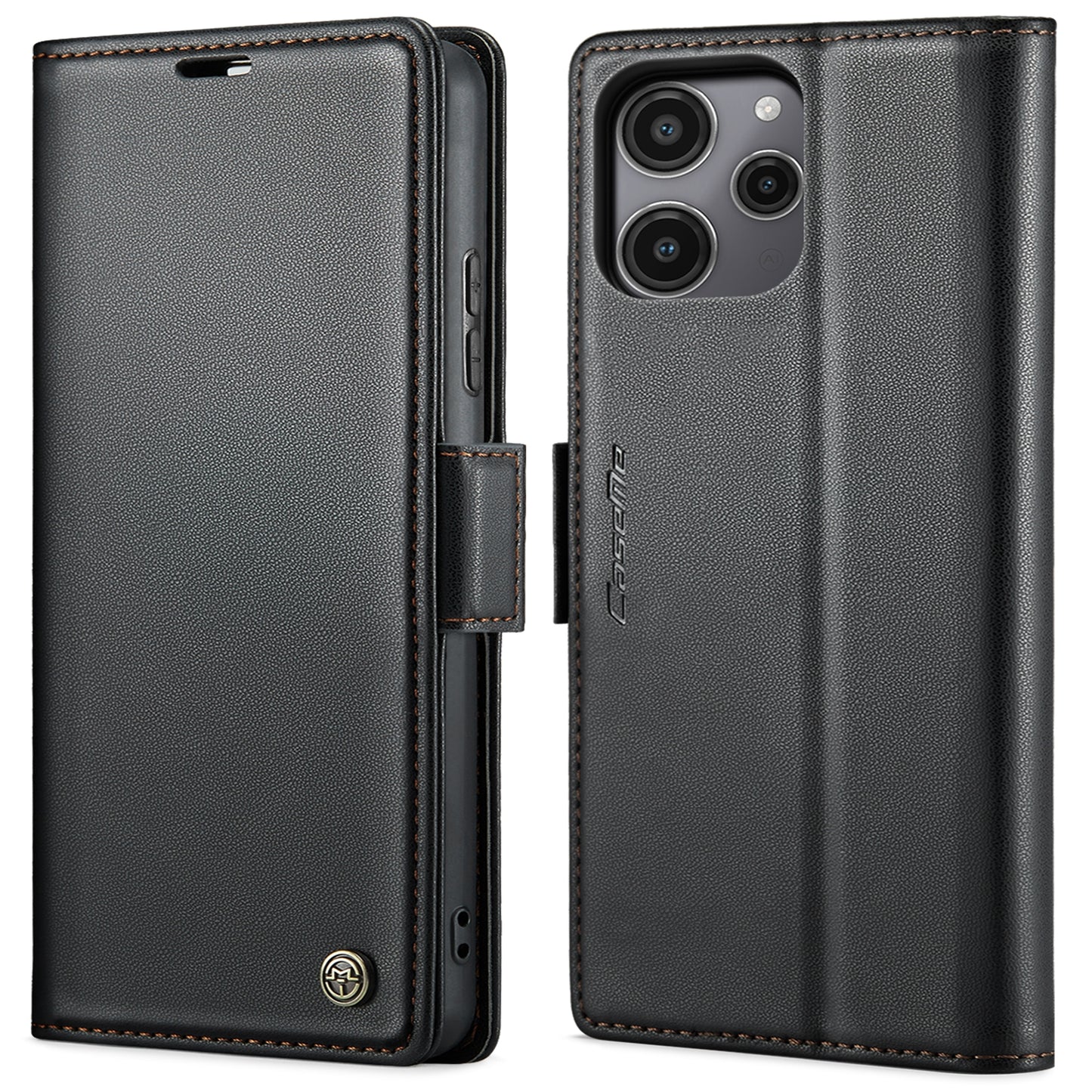 Xiaomi Redmi Note 12R Litchi Texture RFID Anti-theft Leather Phone Case with Butterfly Buckle, Stand & Card Wallet with TPU Shell