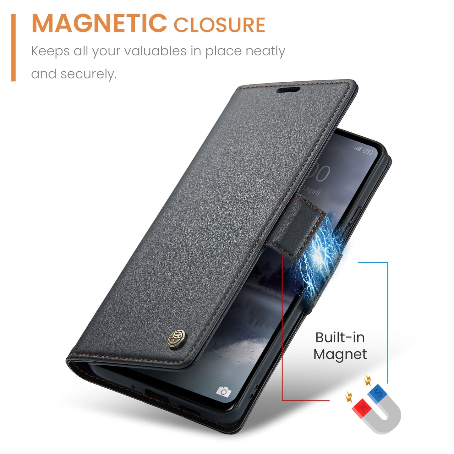 Xiaomi POCO M6 Pro 5G Litchi Texture RFID Anti-theft Leather Phone Case with Butterfly Buckle, Stand & Card Wallet with TPU Shell