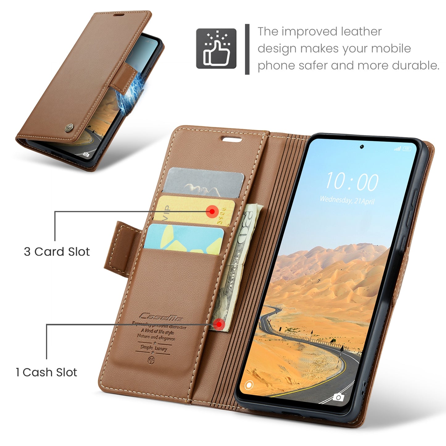 Xiaomi POCO M6 Pro 5G Litchi Texture RFID Anti-theft Leather Phone Case with Butterfly Buckle, Stand & Card Wallet with TPU Shell