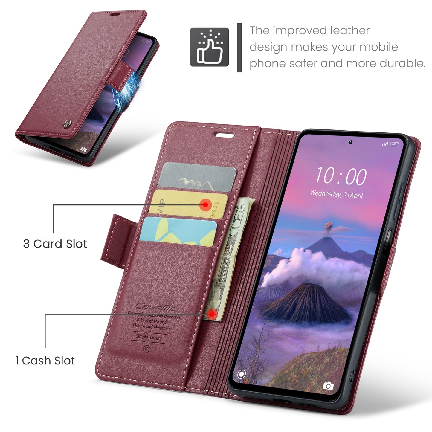 Xiaomi Redmi 12 4G/5G Litchi Texture RFID Anti-theft Leather Phone Case with Butterfly Buckle, Stand & Card Wallet with TPU Shell