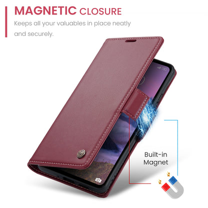 Xiaomi Redmi 12 4G/5G Litchi Texture RFID Anti-theft Leather Phone Case with Butterfly Buckle, Stand & Card Wallet with TPU Shell
