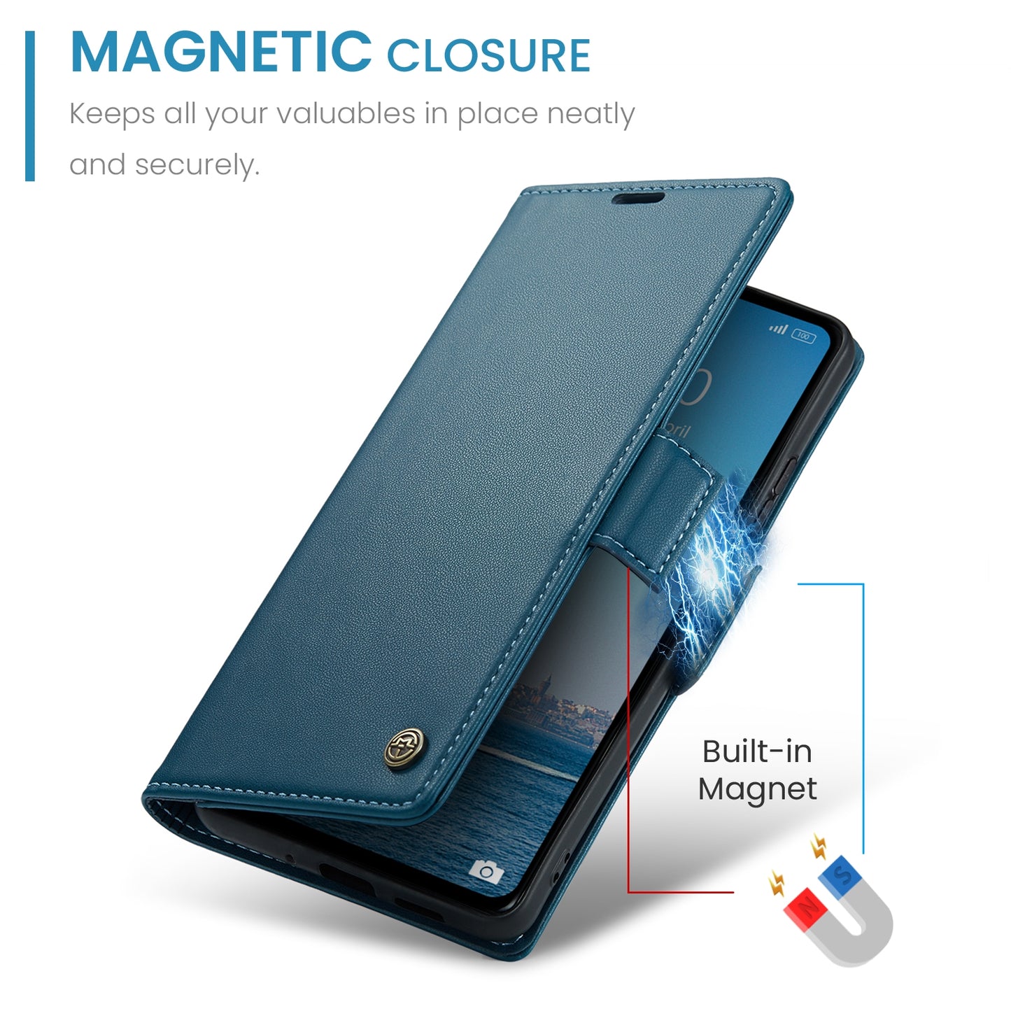 Xiaomi Redmi 12 4G/5G Litchi Texture RFID Anti-theft Leather Phone Case with Butterfly Buckle, Stand & Card Wallet with TPU Shell