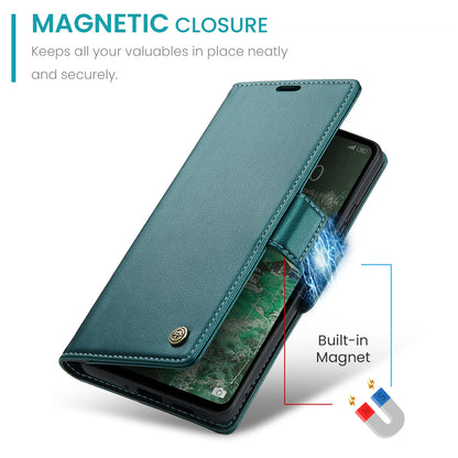 Xiaomi Redmi 12 4G/5G Litchi Texture RFID Anti-theft Leather Phone Case with Butterfly Buckle, Stand & Card Wallet with TPU Shell