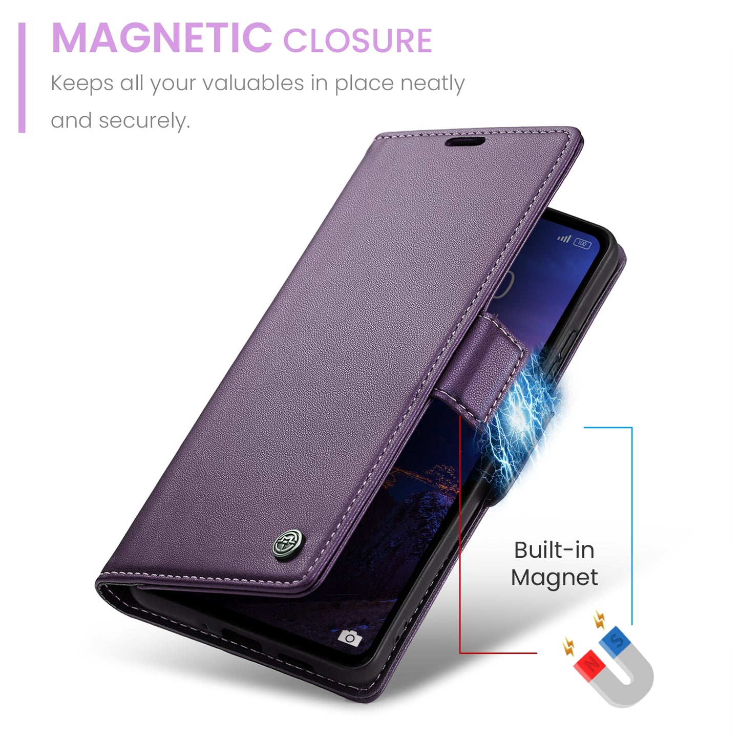 Xiaomi Redmi Note 12R Litchi Texture RFID Anti-theft Leather Phone Case with Butterfly Buckle, Stand & Card Wallet with TPU Shell