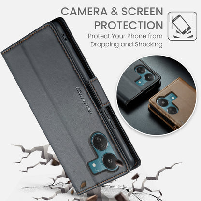 Xiaomi Redmi 13C 4G/5G Litchi Texture RFID Anti-theft Leather Phone Case with Butterfly Buckle, Stand & Card Wallet with TPU Shell