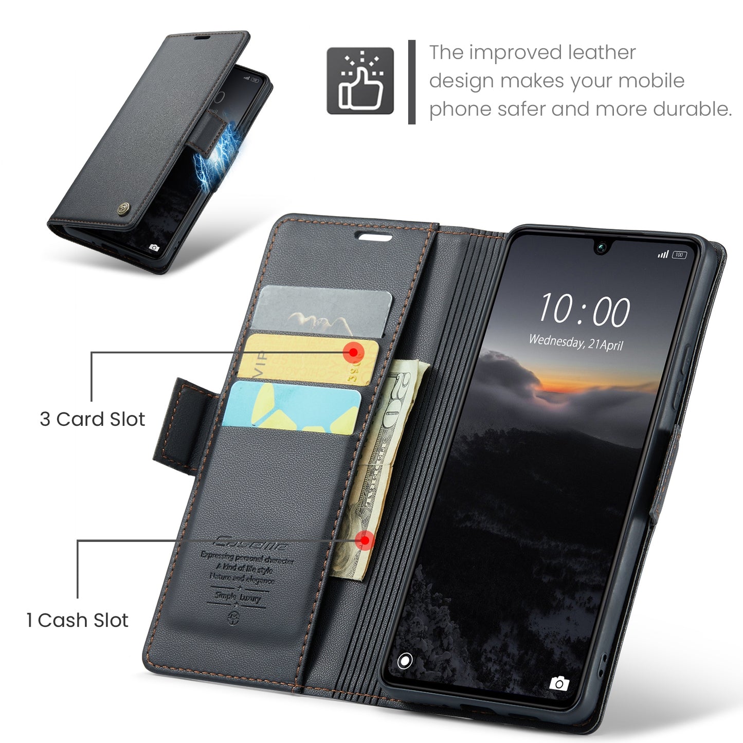 Xiaomi Redmi 13C 4G/5G Litchi Texture RFID Anti-theft Leather Phone Case with Butterfly Buckle, Stand & Card Wallet with TPU Shell