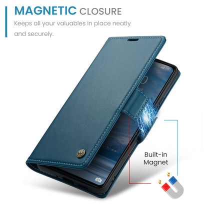 Xiaomi Redmi 13C 4G/5G Litchi Texture RFID Anti-theft Leather Phone Case with Butterfly Buckle, Stand & Card Wallet with TPU Shell