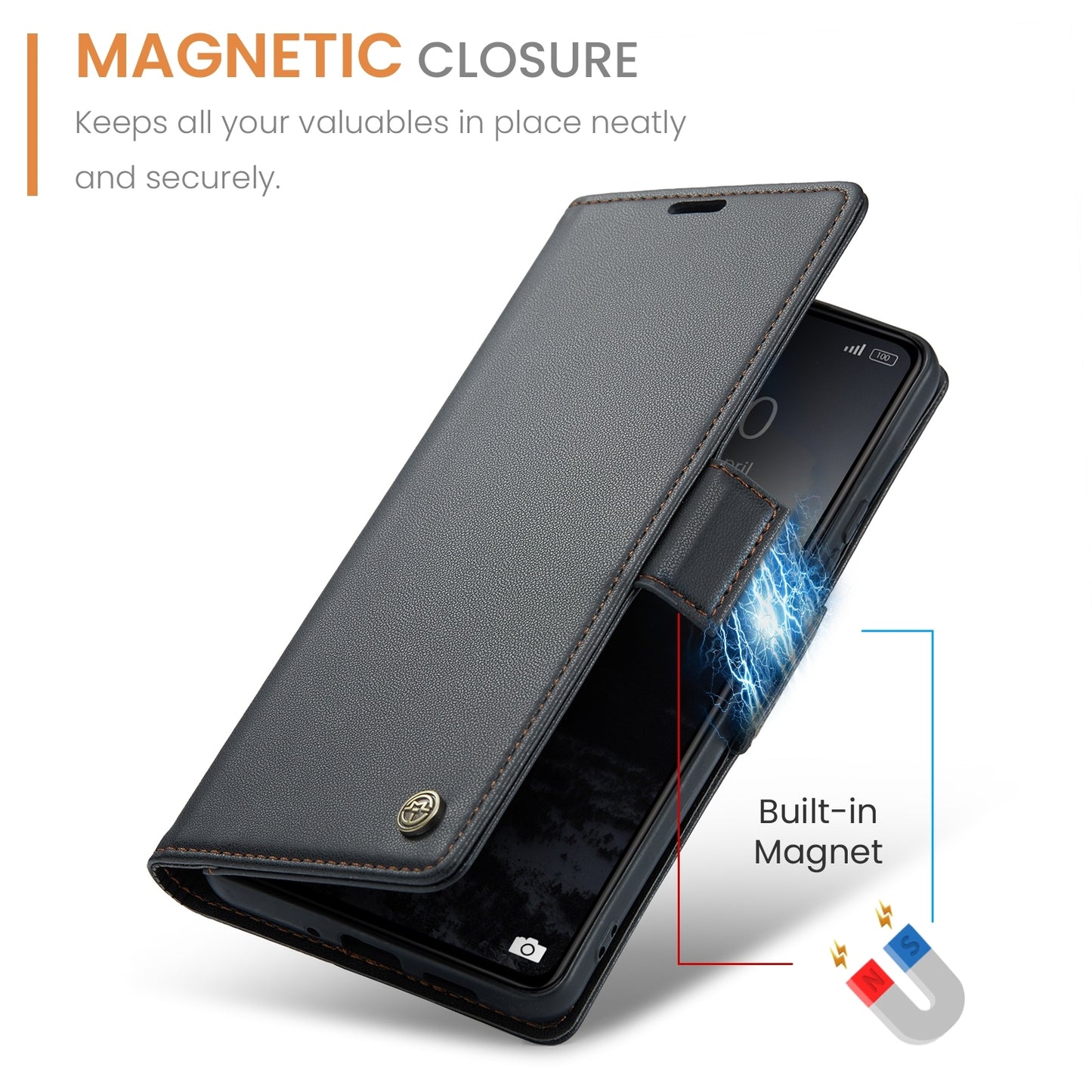 Xiaomi Poco C65 4G Litchi Texture RFID Anti-theft Leather Phone Case with Butterfly Buckle, Stand & Card Wallet with TPU Shell