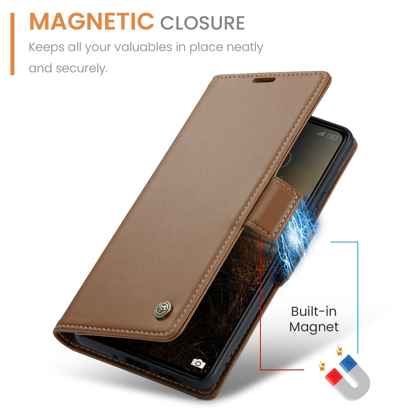 Xiaomi Poco C65 4G Litchi Texture RFID Anti-theft Leather Phone Case with Butterfly Buckle, Stand & Card Wallet with TPU Shell