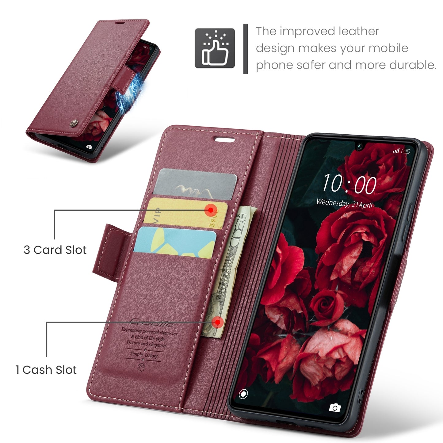 Xiaomi Poco C65 4G Litchi Texture RFID Anti-theft Leather Phone Case with Butterfly Buckle, Stand & Card Wallet with TPU Shell
