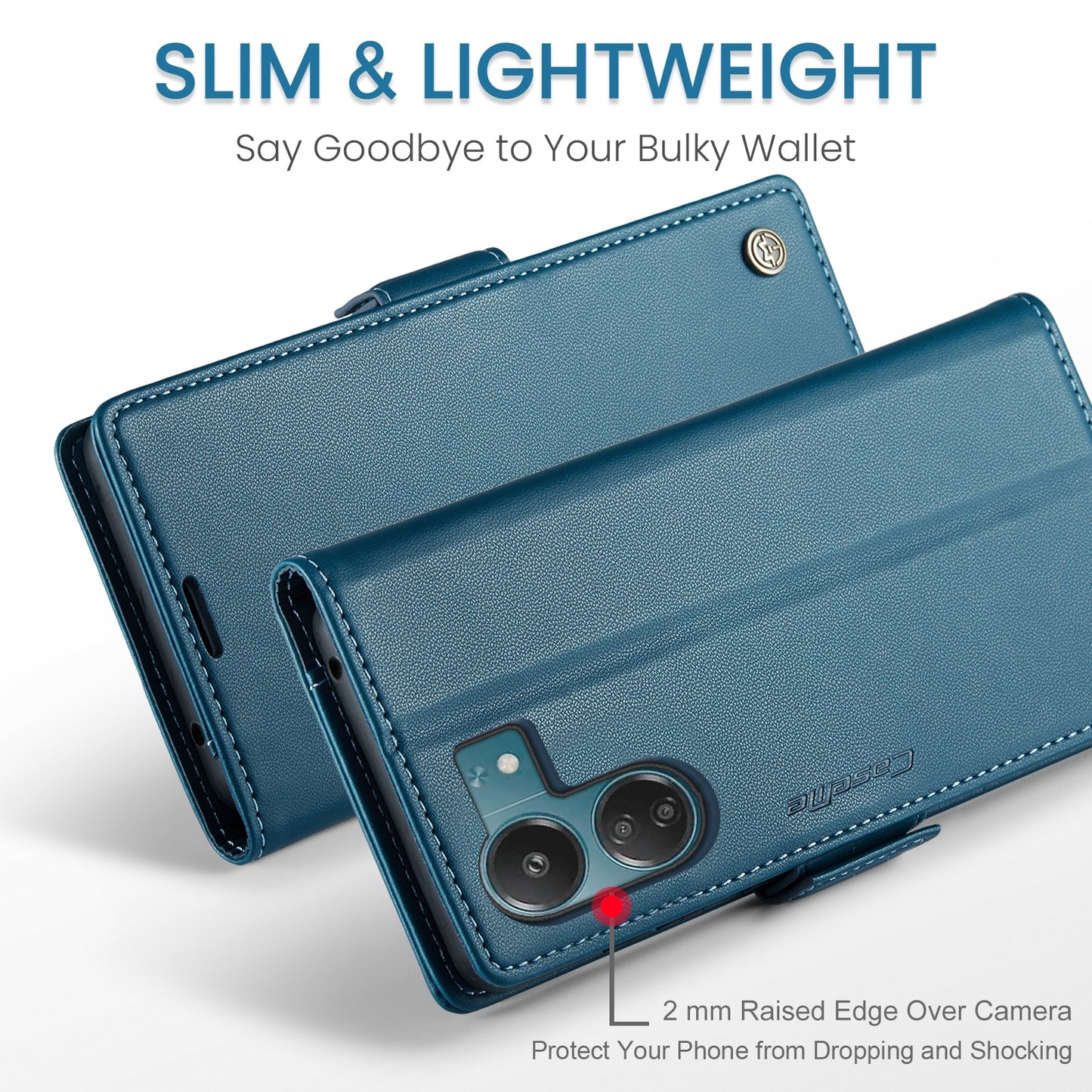 Xiaomi Poco C65 4G Litchi Texture RFID Anti-theft Leather Phone Case with Butterfly Buckle, Stand & Card Wallet with TPU Shell