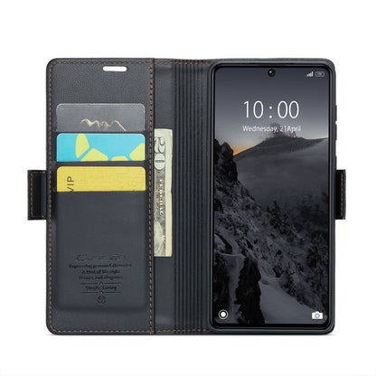 Xiaomi Poco X6 5G Litchi Texture RFID Anti-theft Leather Phone Case with Butterfly Buckle, Stand & Card Wallet with TPU Shell