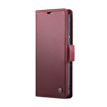 Xiaomi Poco X6 5G Litchi Texture RFID Anti-theft Leather Phone Case with Butterfly Buckle, Stand & Card Wallet with TPU Shell