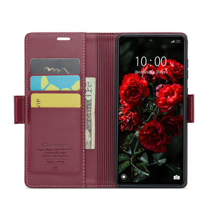 Xiaomi Poco X6 5G Litchi Texture RFID Anti-theft Leather Phone Case with Butterfly Buckle, Stand & Card Wallet with TPU Shell