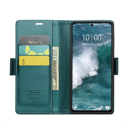 Xiaomi Poco X6 5G Litchi Texture RFID Anti-theft Leather Phone Case with Butterfly Buckle, Stand & Card Wallet with TPU Shell