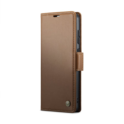 Xiaomi Poco X6 Pro 5G Litchi Texture RFID Anti-theft Leather Phone Case with Butterfly Buckle, Stand & Card Wallet with TPU Shell