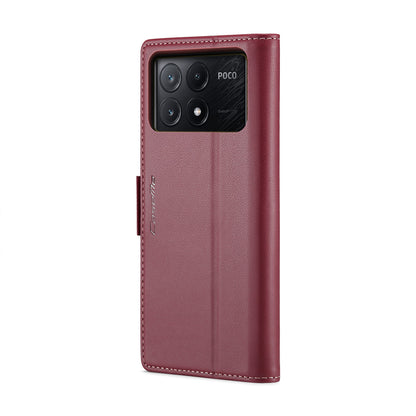 Xiaomi Redmi K70E 5G Litchi Texture RFID Anti-theft Leather Phone Case with Butterfly Buckle, Stand & Card Wallet with TPU Shell