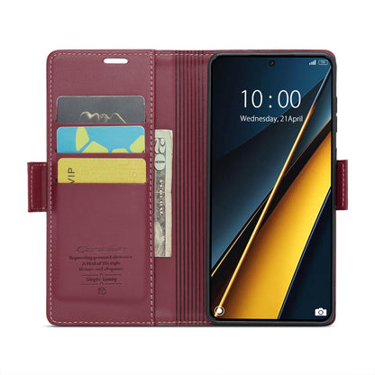 Xiaomi Redmi K70E 5G Litchi Texture RFID Anti-theft Leather Phone Case with Butterfly Buckle, Stand & Card Wallet with TPU Shell