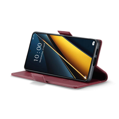 Xiaomi Redmi K70E 5G Litchi Texture RFID Anti-theft Leather Phone Case with Butterfly Buckle, Stand & Card Wallet with TPU Shell