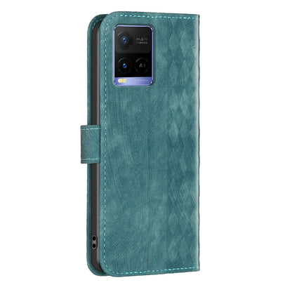 vivo Y21 Plaid Embossed Leather Phone Case – Premium Wallet Kickstand & Shock Absorption for Durable Protection