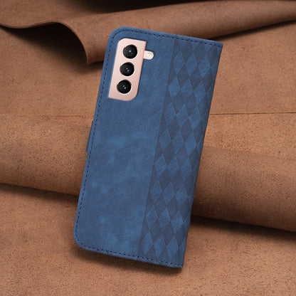 Samsung Galaxy S21 5G Plaid Embossed Leather Phone Case – Premium Wallet Kickstand & Shock Absorption for Durable Protection