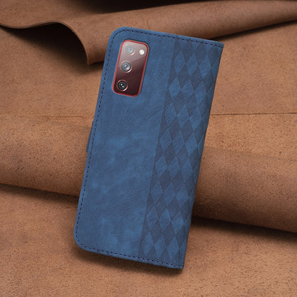 Samsung Galaxy S20 FE Plaid Embossed Leather Phone Case – Premium Wallet Kickstand & Shock Absorption for Durable Protection