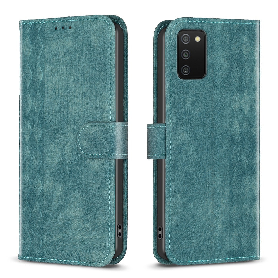 Samsung Galaxy A03s Plaid Embossed Leather Phone Case – Premium Wallet Kickstand & Shock Absorption for Durable Protection