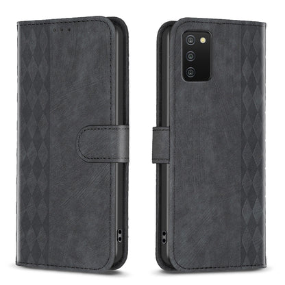 Samsung Galaxy A02s Plaid Embossed Leather Phone Case – Premium Wallet Kickstand & Shock Absorption for Durable Protection