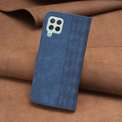 Samsung Galaxy A12 Plaid Embossed Leather Phone Case – Premium Wallet Kickstand & Shock Absorption for Durable Protection