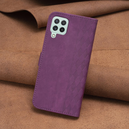 Samsung Galaxy A12 Plaid Embossed Leather Phone Case – Premium Wallet Kickstand & Shock Absorption for Durable Protection