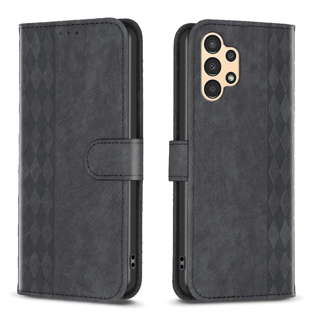 Samsung Galaxy A13 5G Plaid Embossed Leather Phone Case – Premium Wallet Kickstand & Shock Absorption for Durable Protection