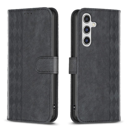 Samsung Galaxy A14 4G Plaid Embossed Leather Phone Case – Premium Wallet Kickstand & Shock Absorption for Durable Protection
