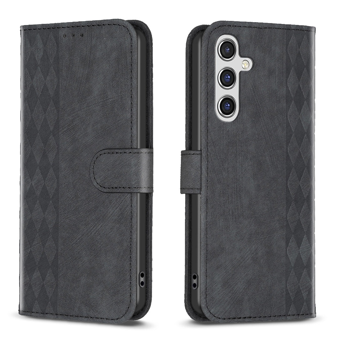 Samsung Galaxy A14 5G Plaid Embossed Leather Phone Case – Premium Wallet Kickstand & Shock Absorption for Durable Protection