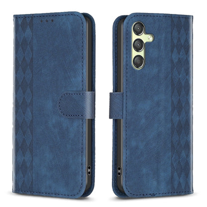 Samsung Galaxy A24 4G Plaid Embossed Leather Phone Case – Premium Wallet Kickstand & Shock Absorption for Durable Protection