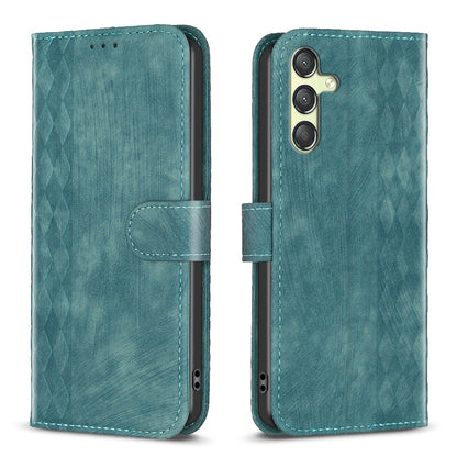 Samsung Galaxy A24 4G Plaid Embossed Leather Phone Case – Premium Wallet Kickstand & Shock Absorption for Durable Protection