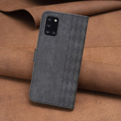 Samsung Galaxy A31 Plaid Embossed Leather Phone Case – Premium Wallet Kickstand & Shock Absorption for Durable Protection