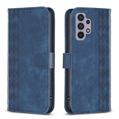 Samsung Galaxy A32 4G Plaid Embossed Leather Phone Case – Premium Wallet Kickstand & Shock Absorption for Durable Protection