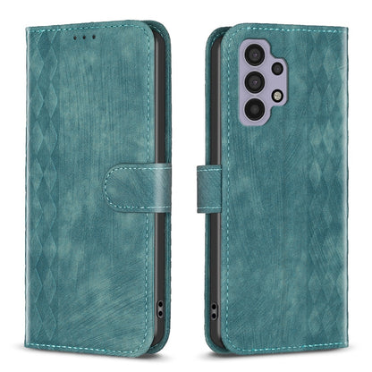 Samsung Galaxy A32 4G Plaid Embossed Leather Phone Case – Premium Wallet Kickstand & Shock Absorption for Durable Protection
