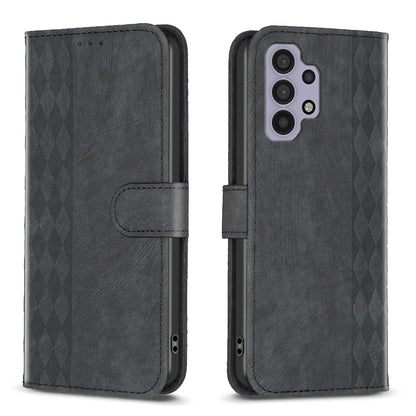 Samsung Galaxy A32 4G Plaid Embossed Leather Phone Case – Premium Wallet Kickstand & Shock Absorption for Durable Protection