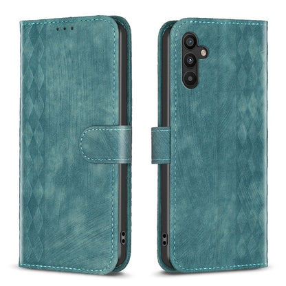 Samsung Galaxy A34 Plaid Embossed Leather Phone Case – Premium Wallet Kickstand & Shock Absorption for Durable Protection