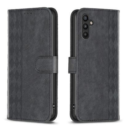 Samsung Galaxy A34 Plaid Embossed Leather Phone Case – Premium Wallet Kickstand & Shock Absorption for Durable Protection