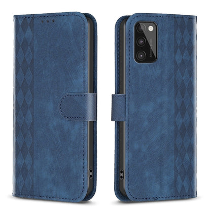 Samsung Galaxy A41 Plaid Embossed Leather Phone Case – Premium Wallet Kickstand & Shock Absorption for Durable Protection