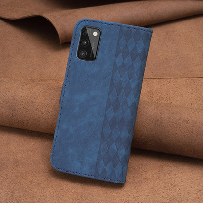 Samsung Galaxy A41 Plaid Embossed Leather Phone Case – Premium Wallet Kickstand & Shock Absorption for Durable Protection