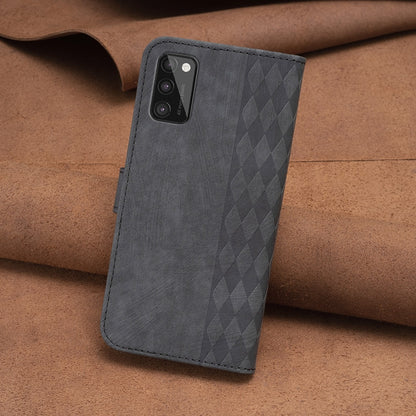 Samsung Galaxy A41 Plaid Embossed Leather Phone Case – Premium Wallet Kickstand & Shock Absorption for Durable Protection