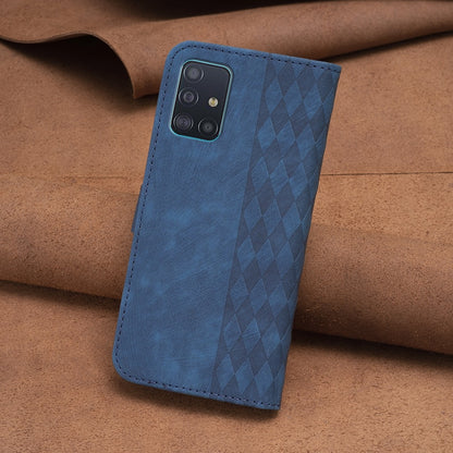 Samsung Galaxy A51 4G Plaid Embossed Leather Phone Case – Premium Wallet Kickstand & Shock Absorption for Durable Protection