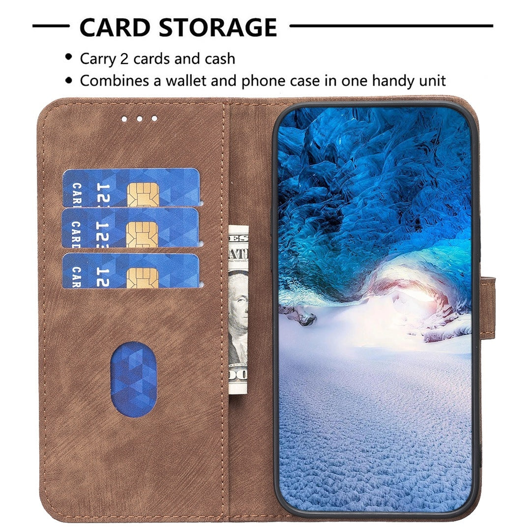 Samsung Galaxy A52 5G Plaid Embossed Leather Phone Case – Premium Wallet Kickstand & Shock Absorption for Durable Protection