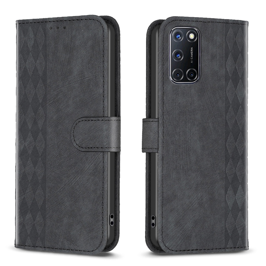 Samsung Galaxy A52 4G Plaid Embossed Leather Phone Case – Premium Wallet Kickstand & Shock Absorption for Durable Protection