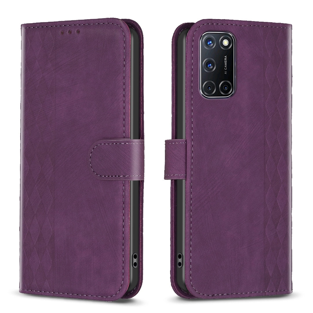 Samsung Galaxy A52 5G Plaid Embossed Leather Phone Case – Premium Wallet Kickstand & Shock Absorption for Durable Protection