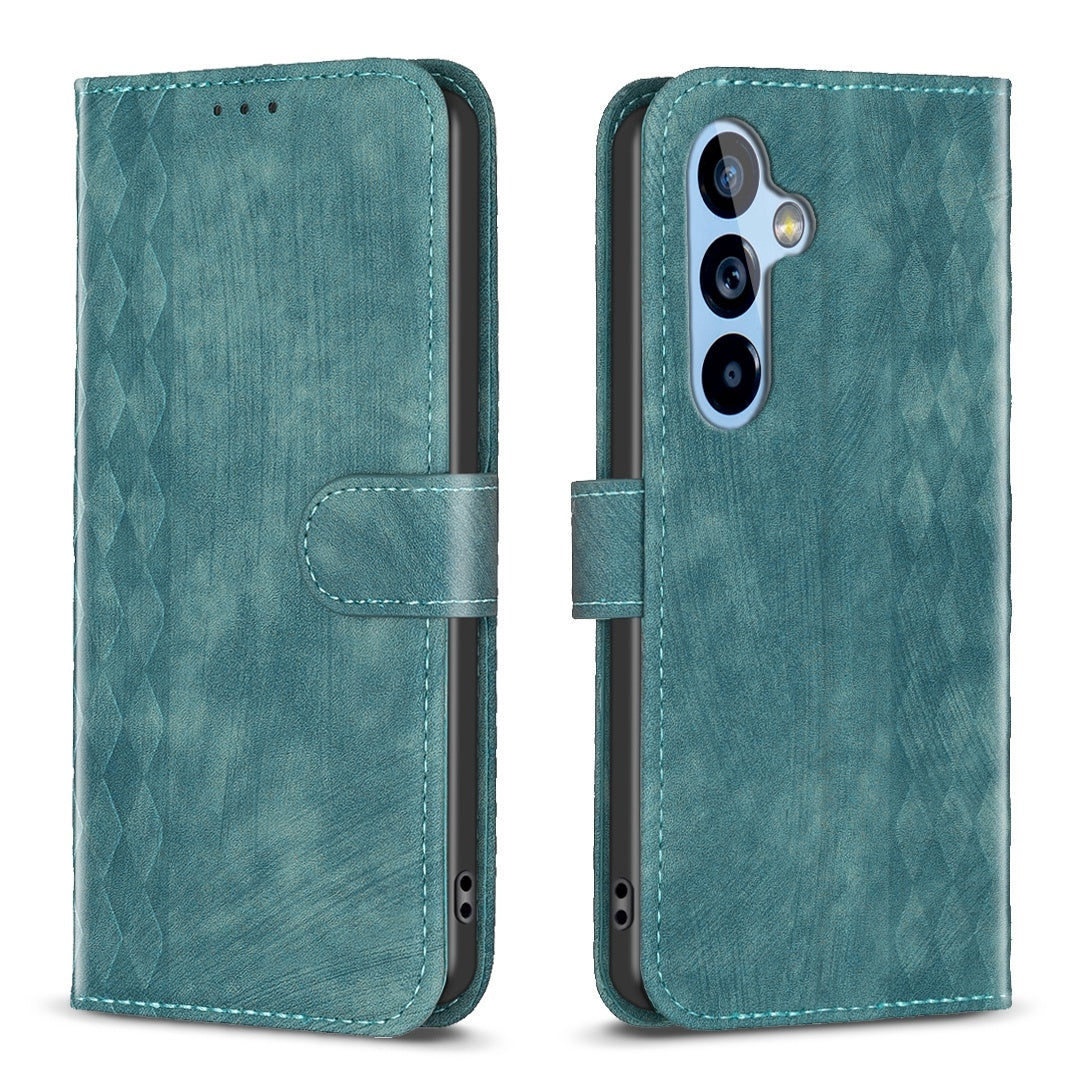 Samsung Galaxy A54 Plaid Embossed Leather Phone Case – Premium Wallet Kickstand & Shock Absorption for Durable Protection