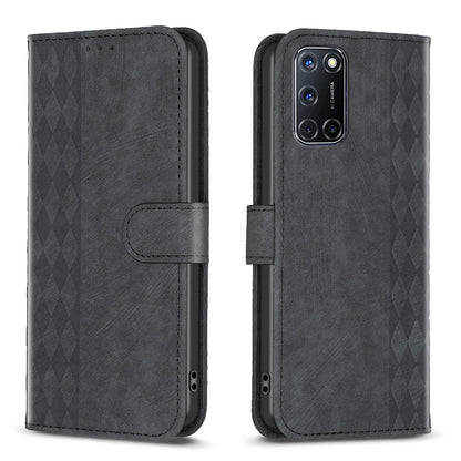 Samsung Galaxy A72 4G Plaid Embossed Leather Phone Case – Premium Wallet Kickstand & Shock Absorption for Durable Protection